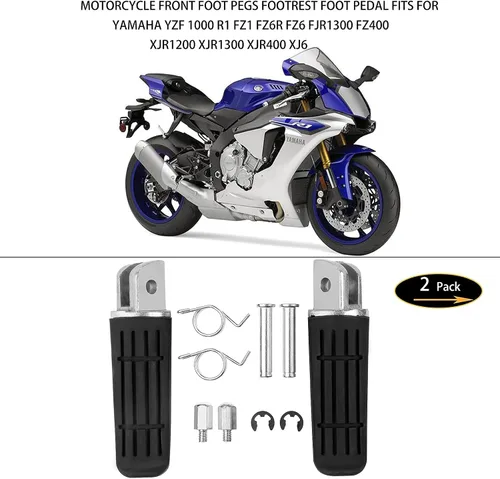 Vista 2 de Reposapiés delanteros para motocicleta para Yamaha YZF1000 R1 FZ1 FZ6R FZ6 FJR1300 FZ400 XJR1200 XJR1300 XJR400 XJ6 TDM