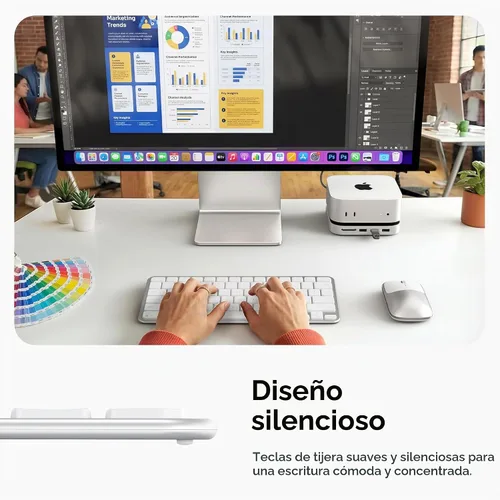 Vista 5 de Satechi Slim EX1 Teclado Inalámbrico, Teclado Compacto para Mac, Windows, Android, Conectividad Multi-Dispositivo 4-en-1 (3X Bluetooth + 2.4GHz)
