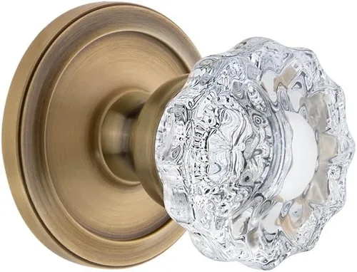 Vista 4 de Grandeur 820377 Roseta circular de privacidad con perilla de cristal Versalles en peltre antiguo, 2.375