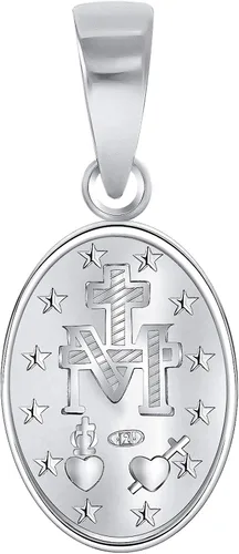 Vista 2 de World Jewels Colgante ovalado de plata de ley 925 milagrosa Virgen María con medalla de fe religiosa para mujeres hombres adolescentes niña