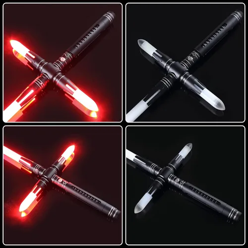 Vista 3 de Sables de luz para adultos, sables de luz de duelo reales pesados para adultos, cosplay con cambio de color infinito RGB19 y 7 juegos de fuentes