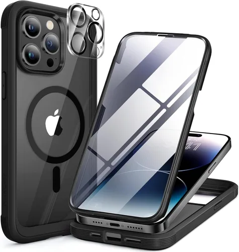 Vista 46 de Miracase - Funda magnética para iPhone 13 Pro Max de 6.7 pulgadas (compatible con MagSafe), transparente, completo, protector de pantalla de vidrio