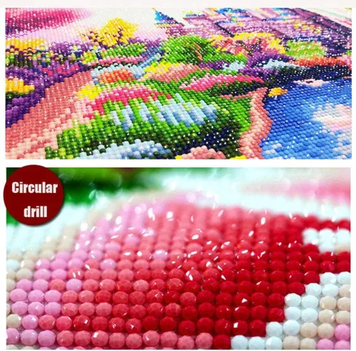Vista 2 de GANBA Paquete de 2 piezas de pintura de diamantes 5D con diseño de princesa por números, para adultos y niños, regalo de dibujo de cristal