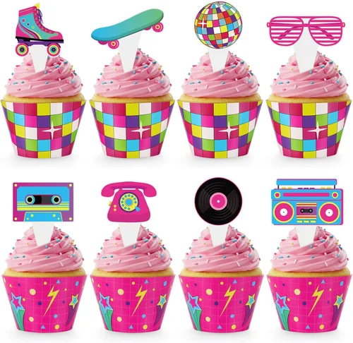 Vista 17 de 48 paquetes de toppers y envolturas de cupcakes de coche de carreras, decoración de pastel de fiesta de carreras con temática de carreras y cuadros
