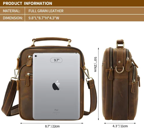 Vista 2 de Jack&Chris Bolso Mensajero de Cuero para Hombre, Bolso Bandolera de Hombre para Trabajo y Negocios