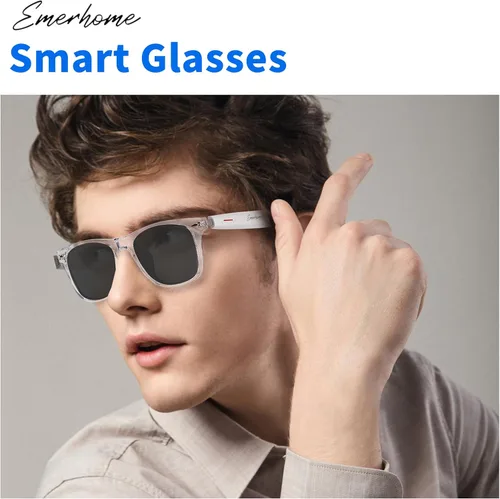 Vista 6 de Emerhome Gafas de sol inteligentes Bluetooth - Gafas de audio para hombres y mujeres, control táctil, protección UV para exteriores y control