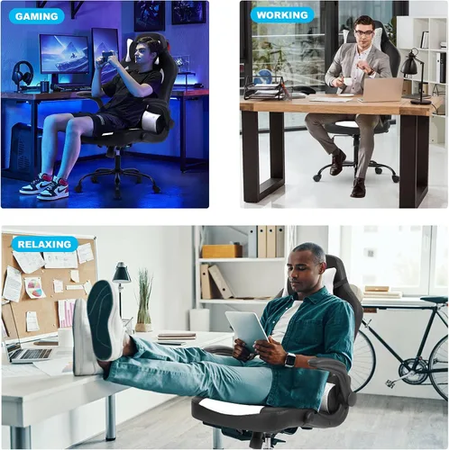 Vista 7 de Silla de videojuegos, silla de computadora, silla de escritorio, silla de juegos de PC, silla ergonómica de carreras de oficina para mujeres