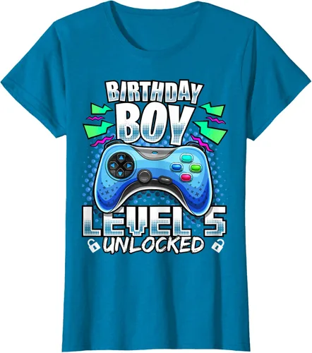 Vista 46 de Camiseta para niños con diseño de videojuegos desbloqueados de nivel 5 Negro