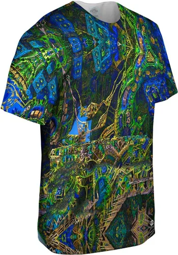 Vista 3 de Yizzam- construcción fractal diseño patrón verde camiseta-para hombre camisa
