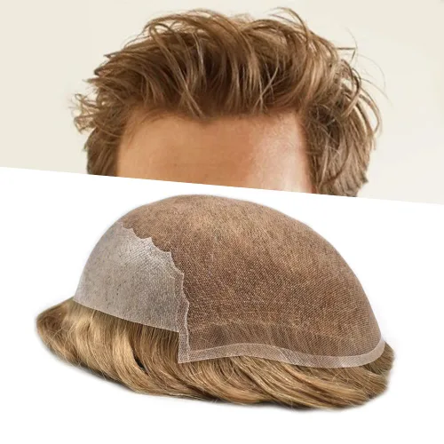Vista 36 de Toupee para hombres, sistema de reemplazo de cabello humano Remy, nudos blanqueados, encaje frontal, piel fina, para hombre, color gris, pelucas