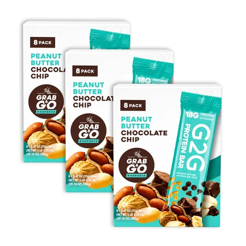 Vista 10 de G2G Barra de proteínas, chispas de chocolate con mantequilla de maní, comida real, refrigerada para frescura, aperitivo saludable, delicioso