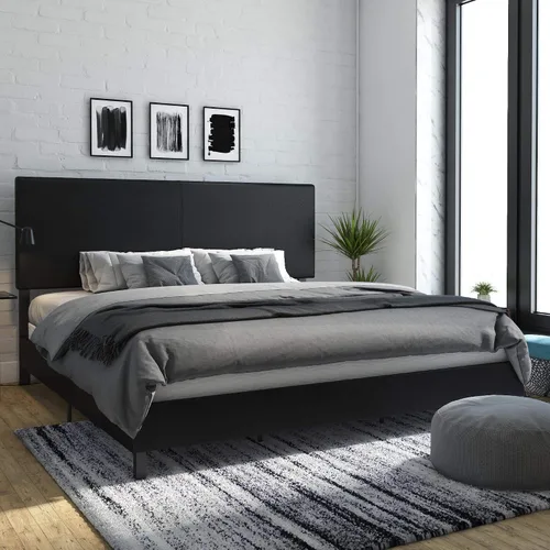 Vista 11 de DHP Janford - Cama tapizada con diseño elegante, Tela, Gris (Grey Linen)