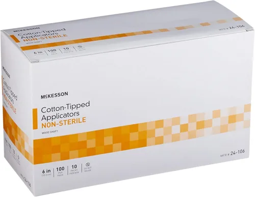 Vista 6 de McKesson - Hisopo aplicador con punta de algodón, no estéril, 6 pulgadas, 100 unidades Eje de madera