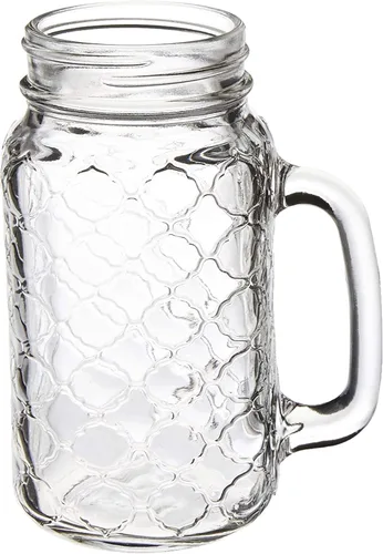 Vista 2 de Juego de 4 tazas Mason Jar de 24 onzas con asas de vidrio