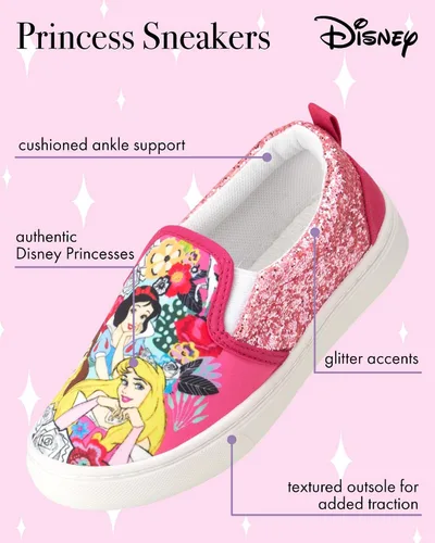 Vista 2 de Disney Tenis de princesa o Minnie Mouse para niña, zapatos sin cordones de Minnie Mouse para niñas (niños pequeñosniños grandes)