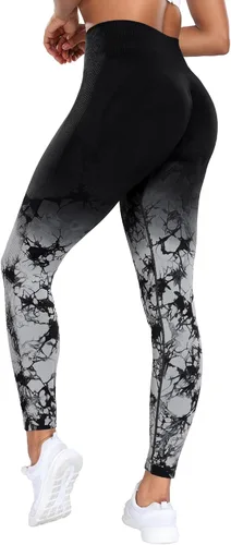 Vista 4 de Leggings de entrenamiento con levantamiento de glúteos para mujer, cintura alta, compresión de abdomen, pantalones de yoga sin costuras, mallas