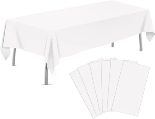 Vista 28 de tujol Paquete de 6 manteles de plástico de 84 pulgadas, manteles redondos desechables, manteles de plástico para fiestas
