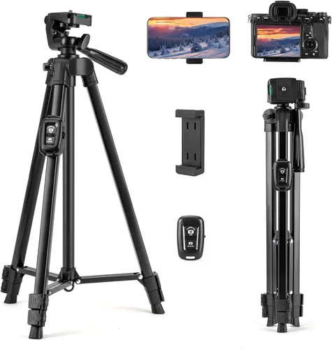Vista 7 de Fotopro DIGI-3400 - Trípode de viaje ultraligero y compacto de 120 cm con placa de liberación rápida y cabezal panorámico, trípode de aluminio