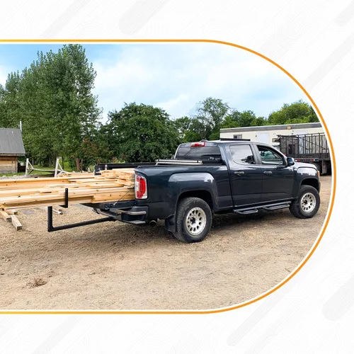 Vista 7 de Extensor de caja de camioneta, diseño 2 en 1 plegable, capacidad de carga de 800lbs, Extensor de enganche para plataforma de camioneta para kayak