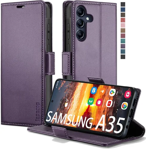 Vista 28 de Funda tipo cartera para Samsung Galaxy A32 5G con bloqueo RFID, tarjetero y función atril magnético, funda de cuero con tapa para Galaxy A32 5G