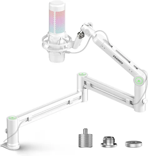 Vista 8 de Brazo de Micrófono, Aokeo AK-58 - Soporte de Brazo de Micrófono de Escritorio de Bajo Perfil Ajustable, Adecuado para Blue Yeti, Snowball iCE
