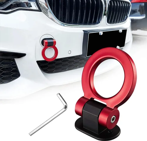 Vista 3 de Kit de gancho de remolque de carreras, correa de remolque para parachoques delantero y trasero, anillo de remolque para parachoques de automóvil