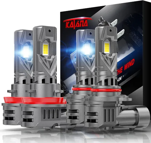 Vista 15 de KATANA Bombillas H4 mejoradas, 18000LM 6500K xenón blanco súper brillante tamaño mini con ventilador de refrigeración, luz antiniebla lista