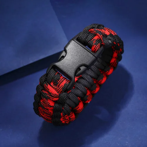 Vista 19 de Pulsera de alerta médica Paracord para hombres y mujeres Pulsera de identificación médica de acero inoxidable con hebillas de liberación lateral