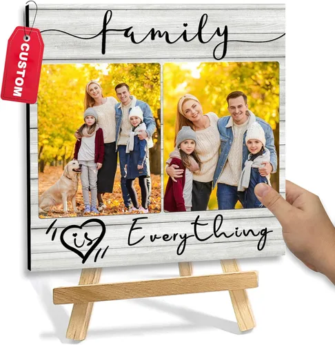 Vista 9 de Marco de fotos personalizado con soporte, impresión de imagen personalizada, regalos de fotos personalizados para decoración del hogar, exhibición
