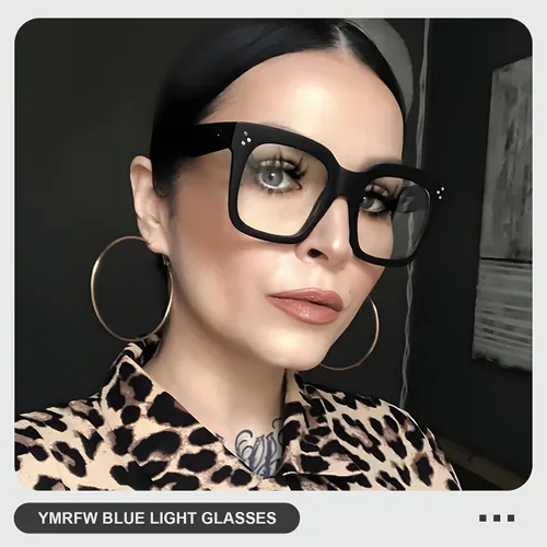 Vista 2 de Ovresized Blue Light Blocking Glasses for Women Men Square Computer TV Eyeglasses