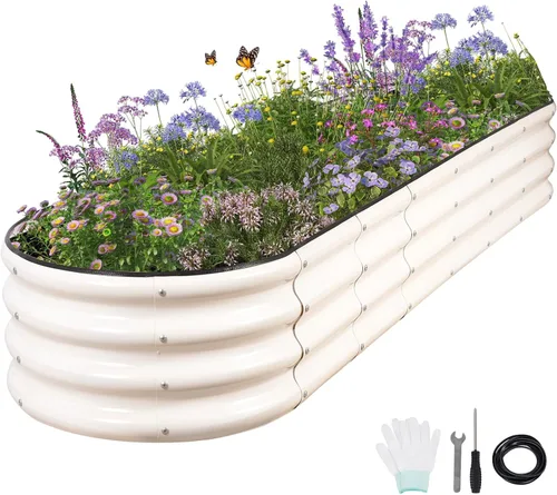 Vista 15 de Cama de jardín elevada galvanizada para exteriores, camas elevadas para jardinería, caja de maceta de metal, kit de cama de jardín elevada de acero