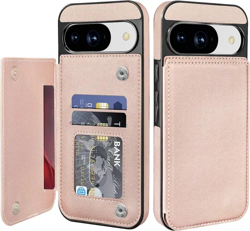 Vista 13 de Bizzib para Google Pixel 6A Funda de cuero tipo cartera con tarjetero, cubierta tipo libro con pata de pie, cierre magnético, funda protectora a