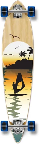 Vista 9 de Yocaher Beach Series - Patinetas completas Pintail Longboard Cruiser con Black Widow Premium 80A Cinta de agarre de aluminio para camión ABEC7