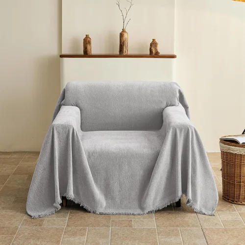 Vista 25 de Fundas Boho para Sofá de 2 Cojines, Funda Deslizable de Chenille para Sofá para Mascotas Lavable, Funda de Loveseat Seccional en Forma de L Manta