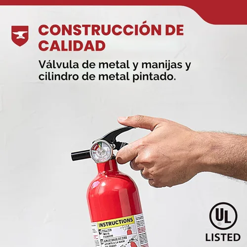 Vista 4 de Kidde, FA110G, Extintor multiusos para casa, oficina, dormitorio, residencial, 1A10BC Extintor multiusos residencial para pequeños incendios