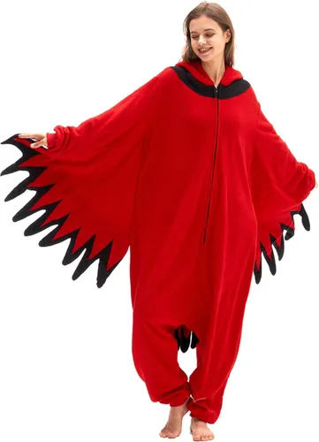 Vista 4 de vavalad Cardinal Costume, Adult Animal Onesie with Wings, Funny Costumes for Women, Couple Costumes