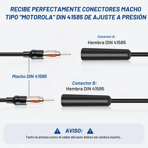 Vista 4 de Anina Adaptador de antena de radio de coche hembra a hembra Conector aéreo universal Cable de extensión de antena de radio