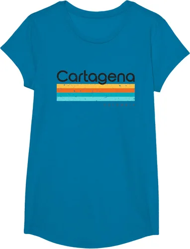 Vista 46 de Camiseta vintage de Cartagena Colombia con diseño retro, Blanco, S