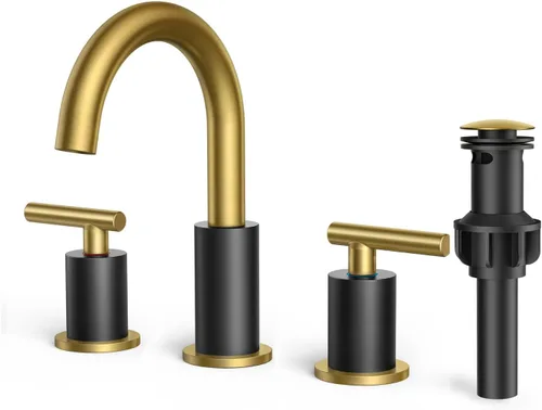 Vista 15 de FORIOUS Grifo de lavabo de baño de oro cepillado de 4 pulgadas, 2 agujeros