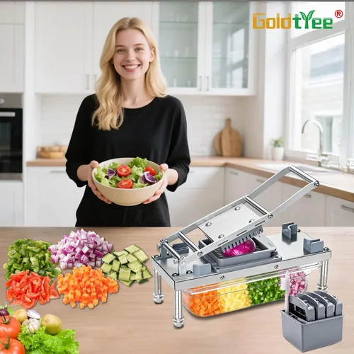 Vista 2 de Picador de verduras, picador de verduras con 10 cuchillas, cortador de cebolla con recipiente, cortador de alimentos Pro todo en 1 (10 cuchillas)