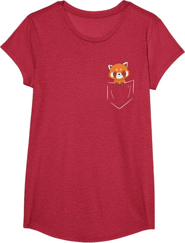 Vista 64 de Funny Red Panda In Pocket - Camiseta con bolsillo, Negro, S