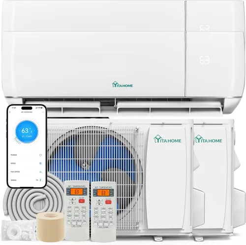 Vista 10 de YITAHOME 24000 BTU Mini Split AC/Heating System 20 SEER2 12000 BTU *2 Set