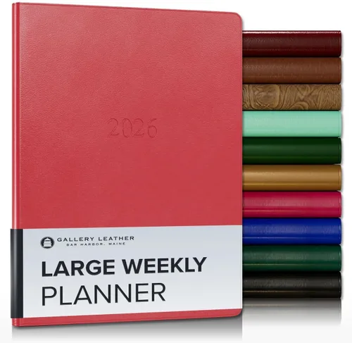 Vista 60 de Gallery Leather Planificador Semanal y Mensual Grande 2025-2026, Calendario Planificador y Cuaderno Elegantemente Encuadernado con Elegantes Bordes
