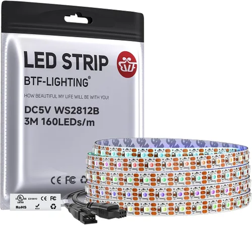 Vista 36 de BTF-LIGHTING WS2812B - Tira LED IC RGB 0.1 in, 0807SMD, DC5V, 3,2 pies, 160