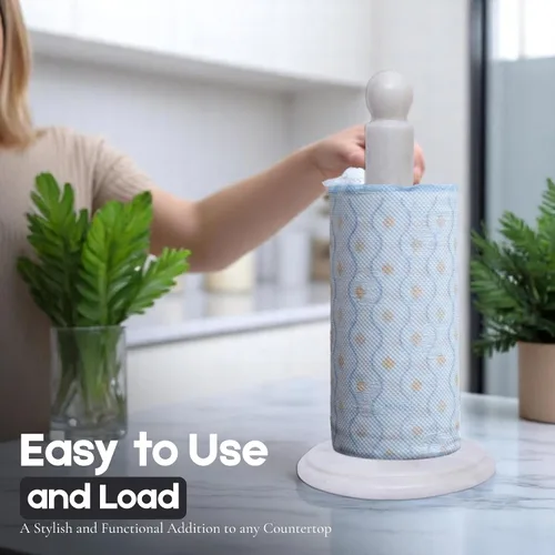 Vista 3 de Toallero de papel de cocina de mármol hecho a mano con soporte antideslizante - Soporte de papel de regalo para encimera de cocina, gabinete y baños