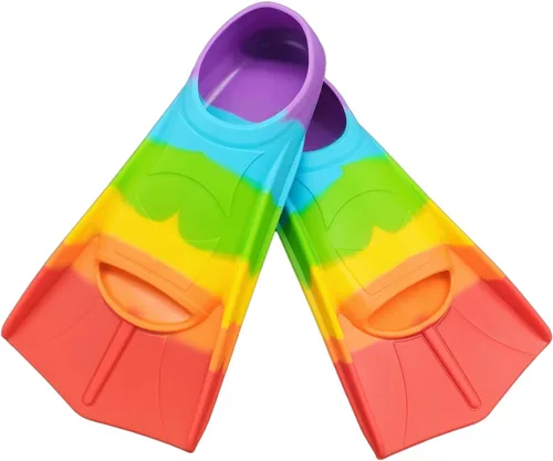 Vista 31 de Aletas de natación para niños, cómodas aletas de silicona para nadar y bucear, tamaño adecuado para principiantes, niños, niñas, niños y adultos