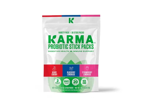 Vista 12 de Bolsa de Hidratación Probiótica Karma - Paquete de 6, Mezcla de Bebida en Polvo de Bayas y Cereza - Apoyo Inmunológico y de la Salud Intestinal Para