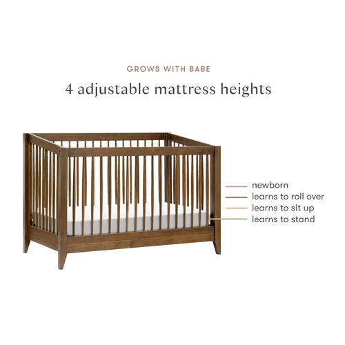 Vista 10 de Babyletto Sprout - Cuna convertible 4 en 1 con kit de conversión de cama para niños pequeños en nogal natural, certificado Greenguard Gold