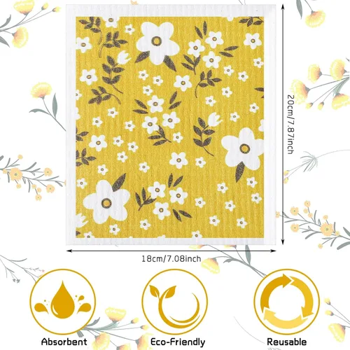 Vista 2 de CHENGU 6 paños de cocina suecos, paños de cocina absorbentes de secado rápido, reutilizables, pequeños trapos de limpieza para mostrador