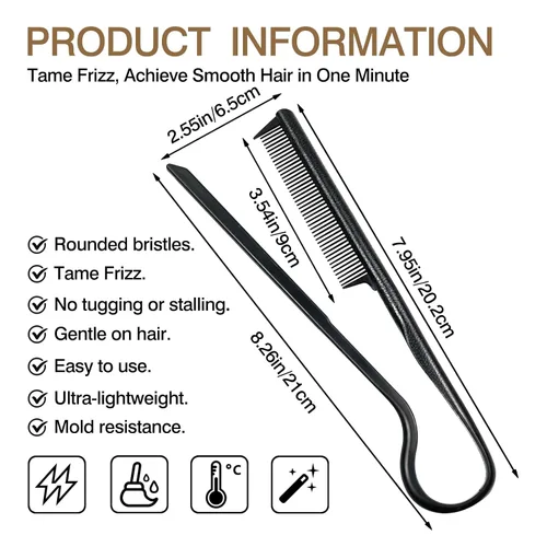 Vista 4 de Peine alisador de pelo en forma de V – Herramienta portátil de peluquería de paja de trigo para peinar y alisar, herramienta de peluquería DIY